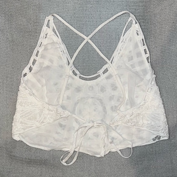 Free People White Halter Top with Tie Back - Picture 3 of 4
